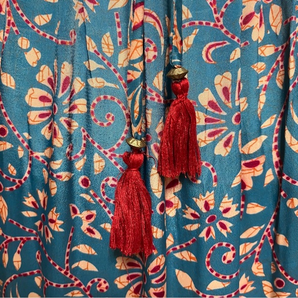 RAGA Maxi Tiered Floral Dress SZ M Somewhere in Paradise Turquoise Boho Festival - Picture 5 of 15